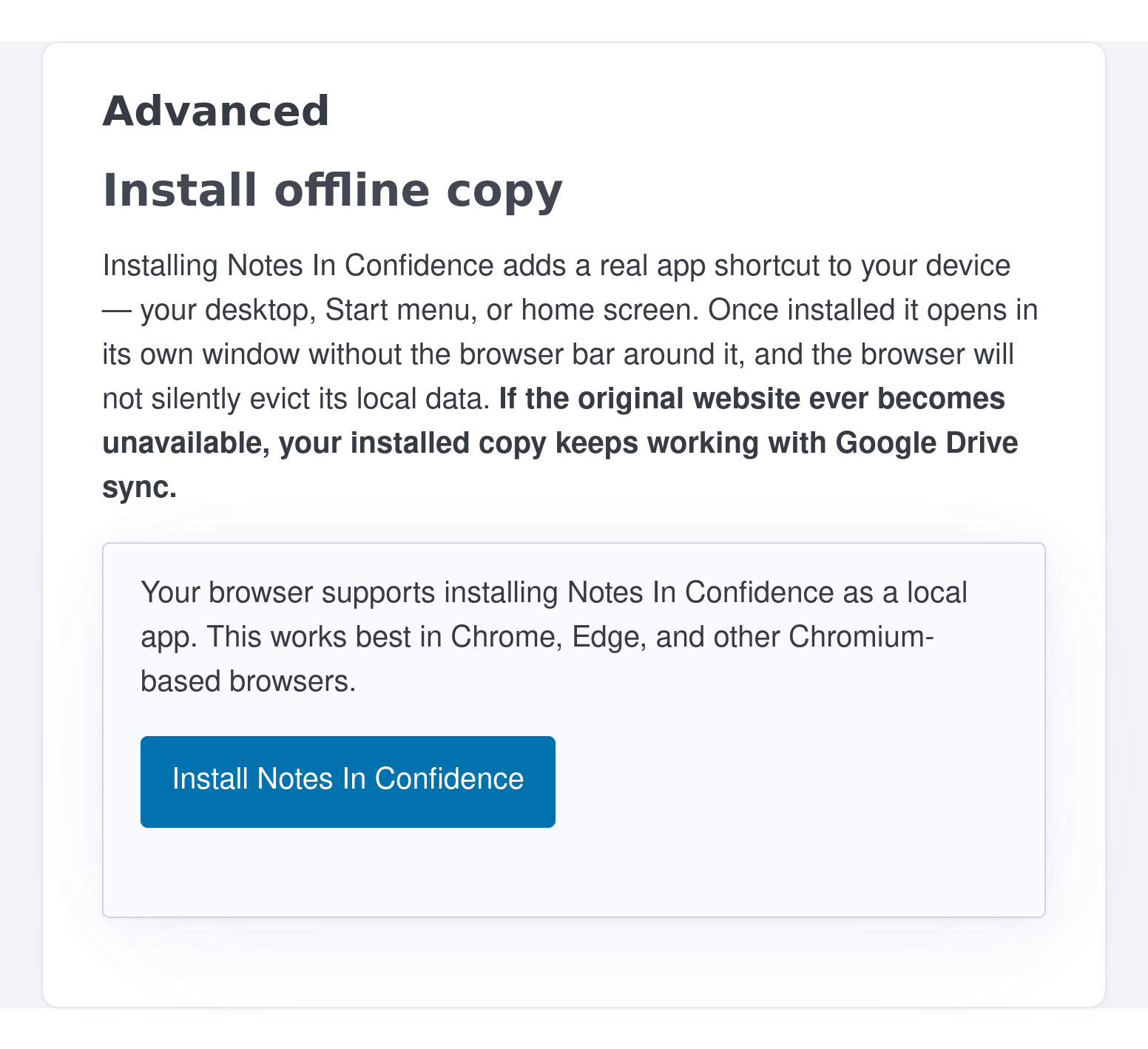 The Install tab on Chrome, Edge, or another Chromium-based browser